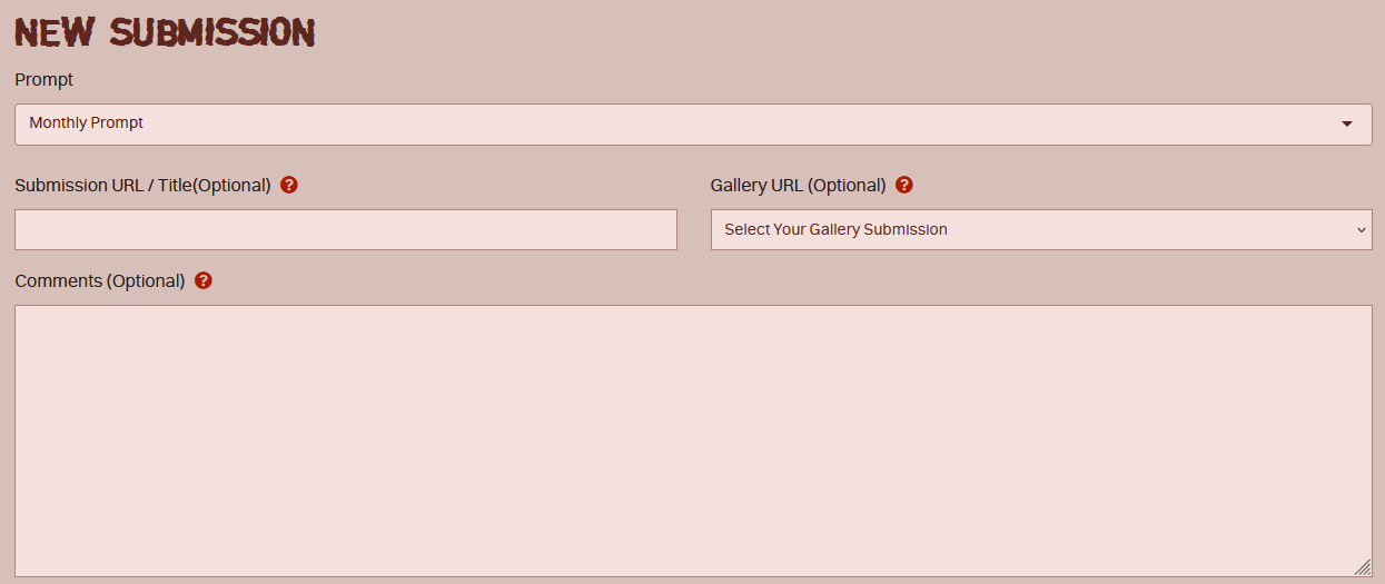 The submission page for the Monthly Prompt.
