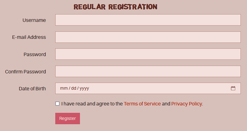 A screenshot of the necessary inputs for registering a Planet Mignyan account.