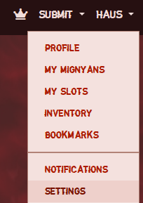 The username dropdown at the right of the navigation bar. It's cropped off at the settings option.